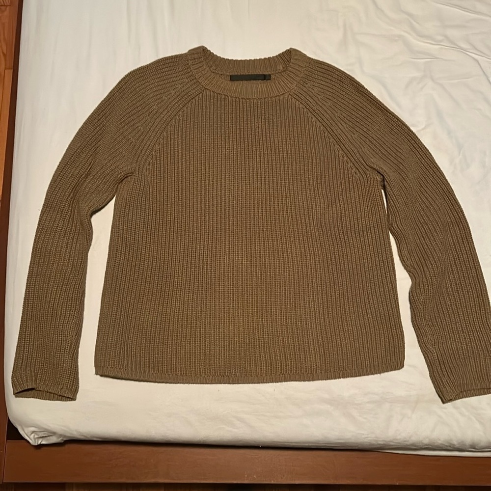 Jenni Kayne Cotton Fisherman Sweater in Olive, size small